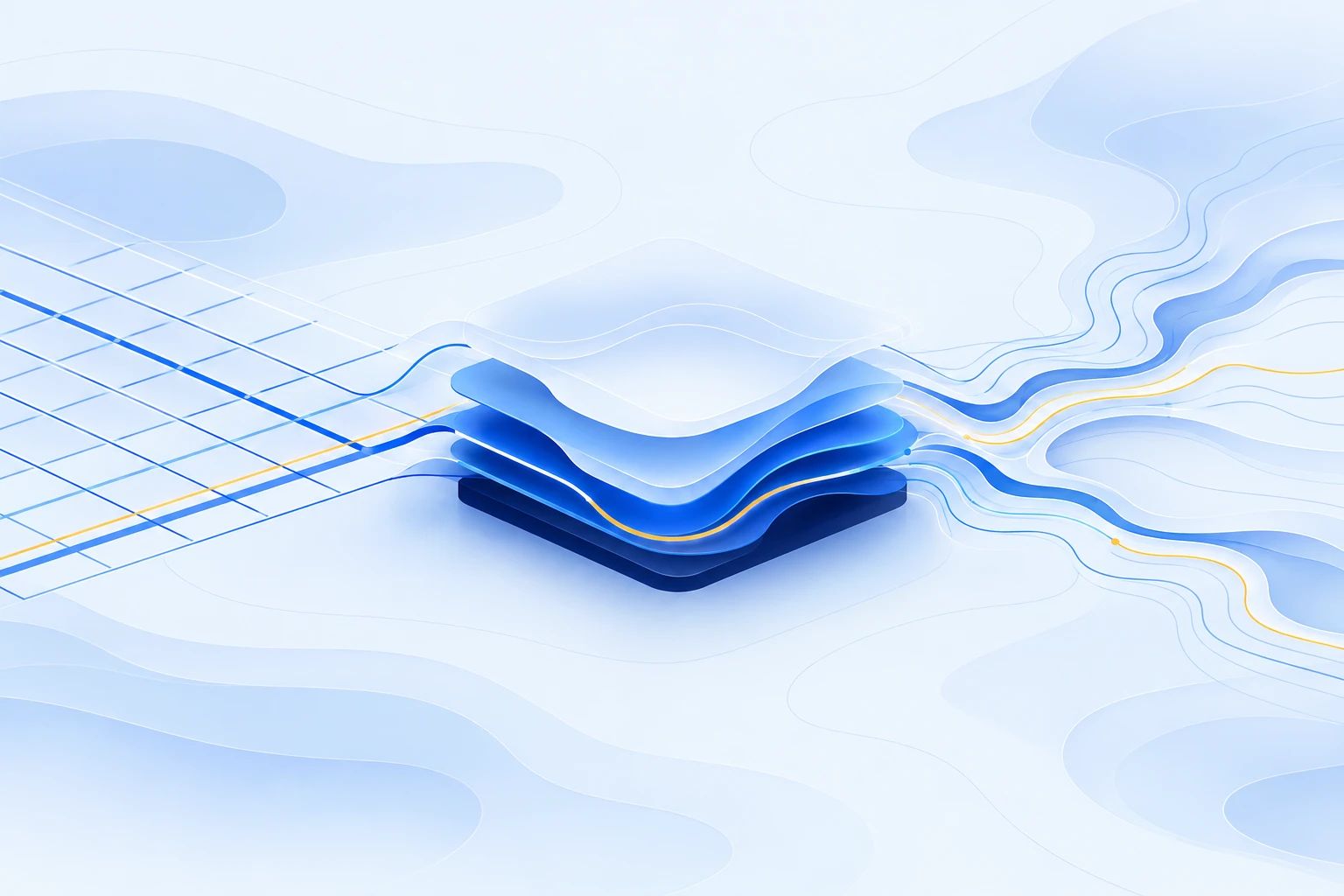 An orderly grid with constrained channels beside a more flexible structure of layered paths.